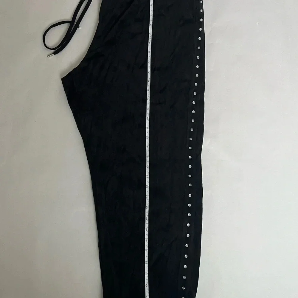 Michael Kors rhinestone black velvet velour Cotton pants joggers XXL pull on